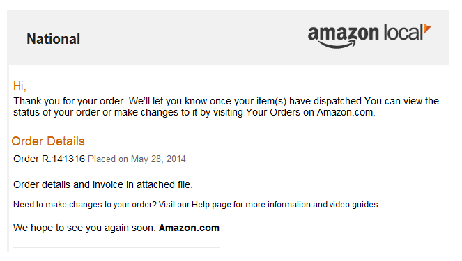 On behalf of me. Amazon orders.