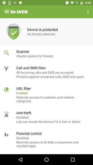 screenshot Dr.Web Security Space for Android #drweb