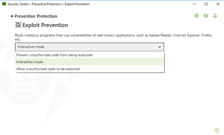 Screenshot: Exploit Prevention