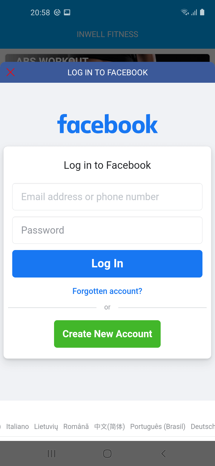 Login with phone number or facebook