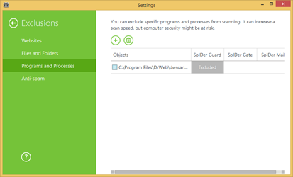 A single configuration window: Programs and Processes