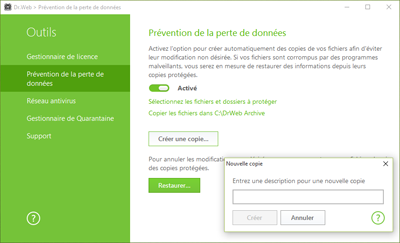 Système de protection contre la perte de données #drweb